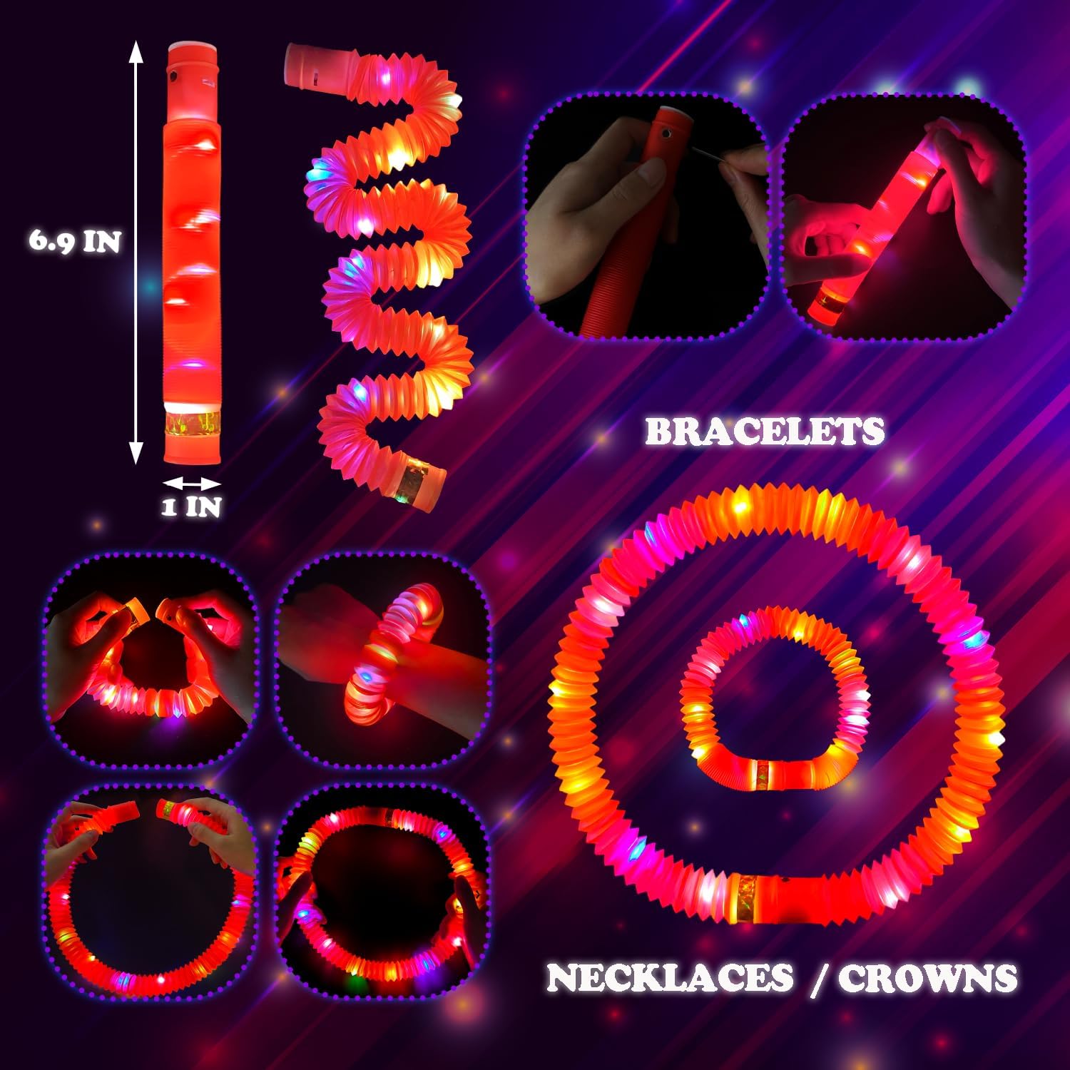 Regine Switzerland Glow Sticks - 12-24 PCS Red Graduation Party Favors | Light Up Bracelets & Necklaces