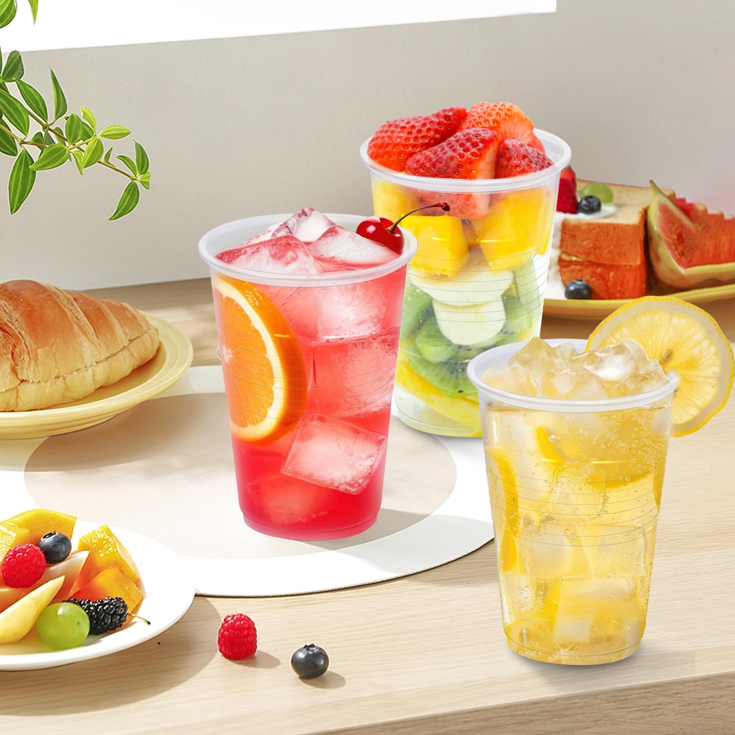Huifany 200 Pack 9 oz Plastic Cups, Clear Plastic Cups Disposable, Clear Cup Cold/Hot Drinking Cup for Party, Wedding, Graduation, Travel, Holiday, Events, Birthday