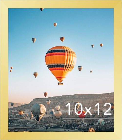 JCJMY 10x12 Gold Picture Frame - Wall Mounting Horizontally or Vertically | Shatter Resistant Plexiglass