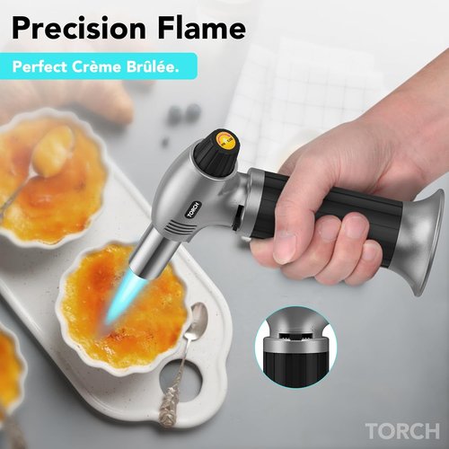 Butane Torch Lighter - Premium Quality Jet Flame with Refill Kit | 1.9oz (100ml), Black