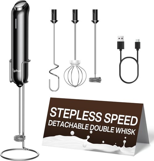 InstaWhisk Milk Frother - Rechargeable Electric Drink Mixer with Variable Speed & Double Whisk