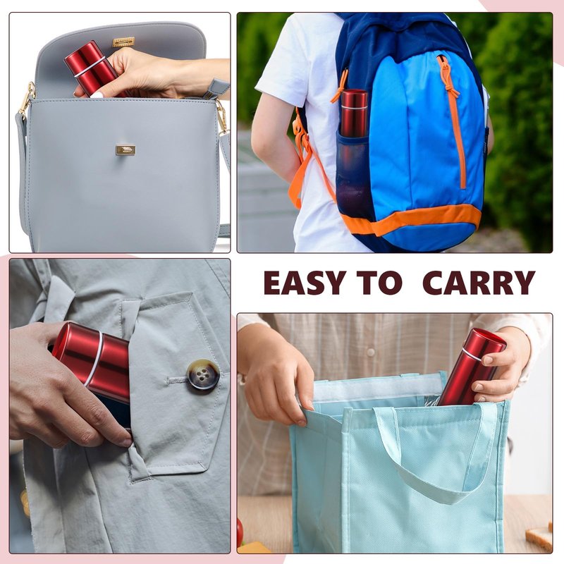 Vesici 4 Pack Mini Water Bottle 4.4 oz Small Insulated Stainless Steel Flask for Purse Leak Proof Pocket Slim Keeps Drink Cold and Hot for Women Kids Lunch Bag Coffee Travel (Red)
