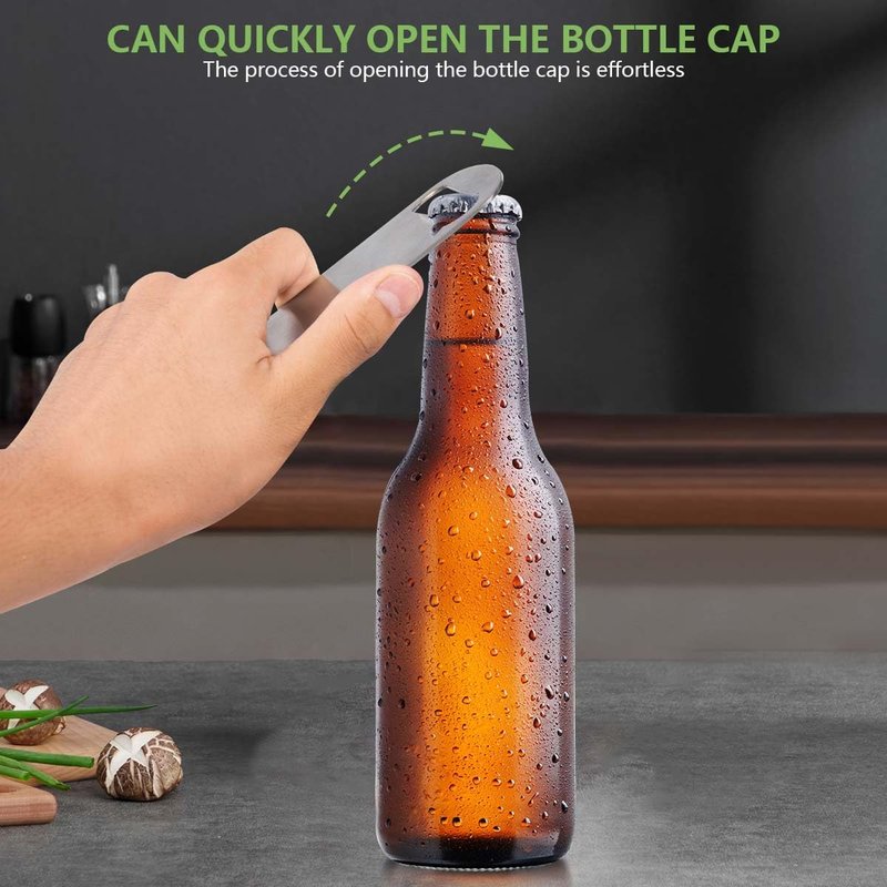 KISEER Heavy Duty Stainless Steel Flat Bottle Opener, 8 Pack Beer Bottle Opener for Kitchen, Bar or Restaurant