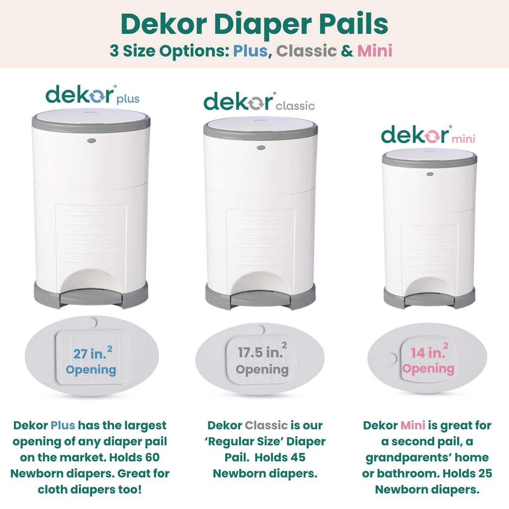 Diaper Dekor Classic Hands-Free Diaper Pail | EKO Gray | Easiest to Use | Just Step – Drop – Done | Doesn’t Absorb Odors | Most Economical Refill System | 70% Recycled Materials