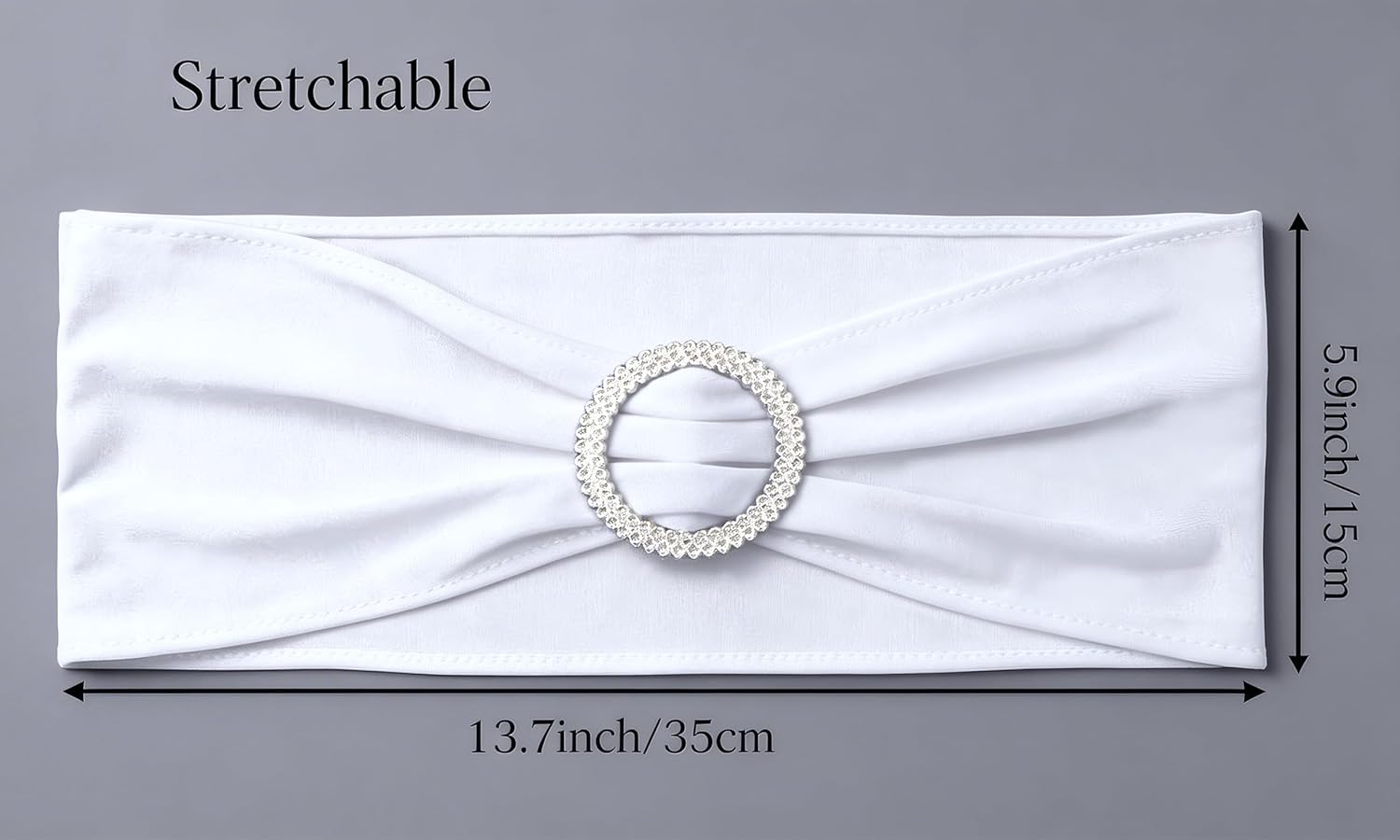 Skiennix Spandex White Chair Sashes - 50-Pack Stretch Chair Bows for Weddings & Events