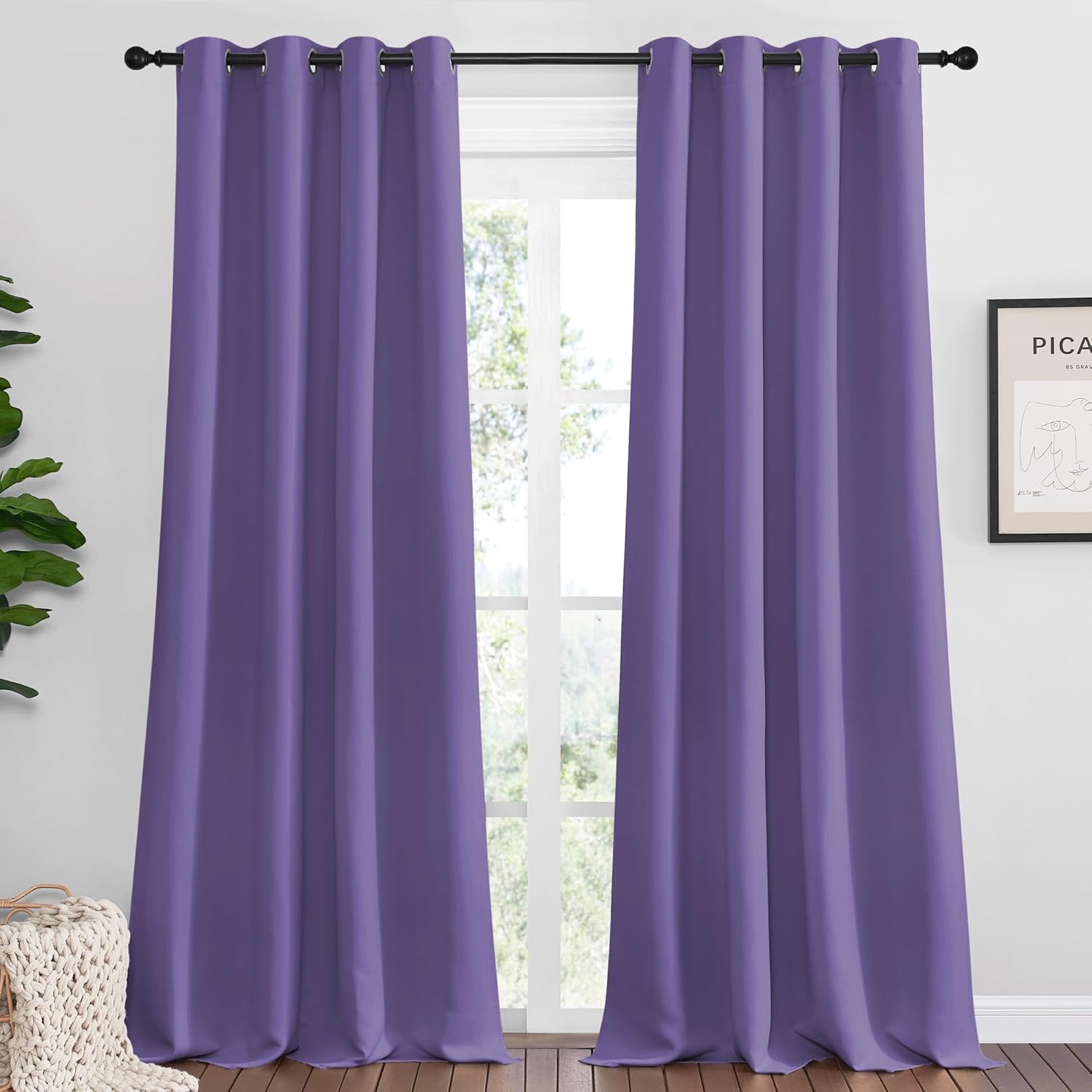 NICETOWN Blackout Curtains - Lilac Purple, 96" Long x 55" Wide, 2 Pieces | Sound Reducing & Thermal Insulation for Modern Spaces