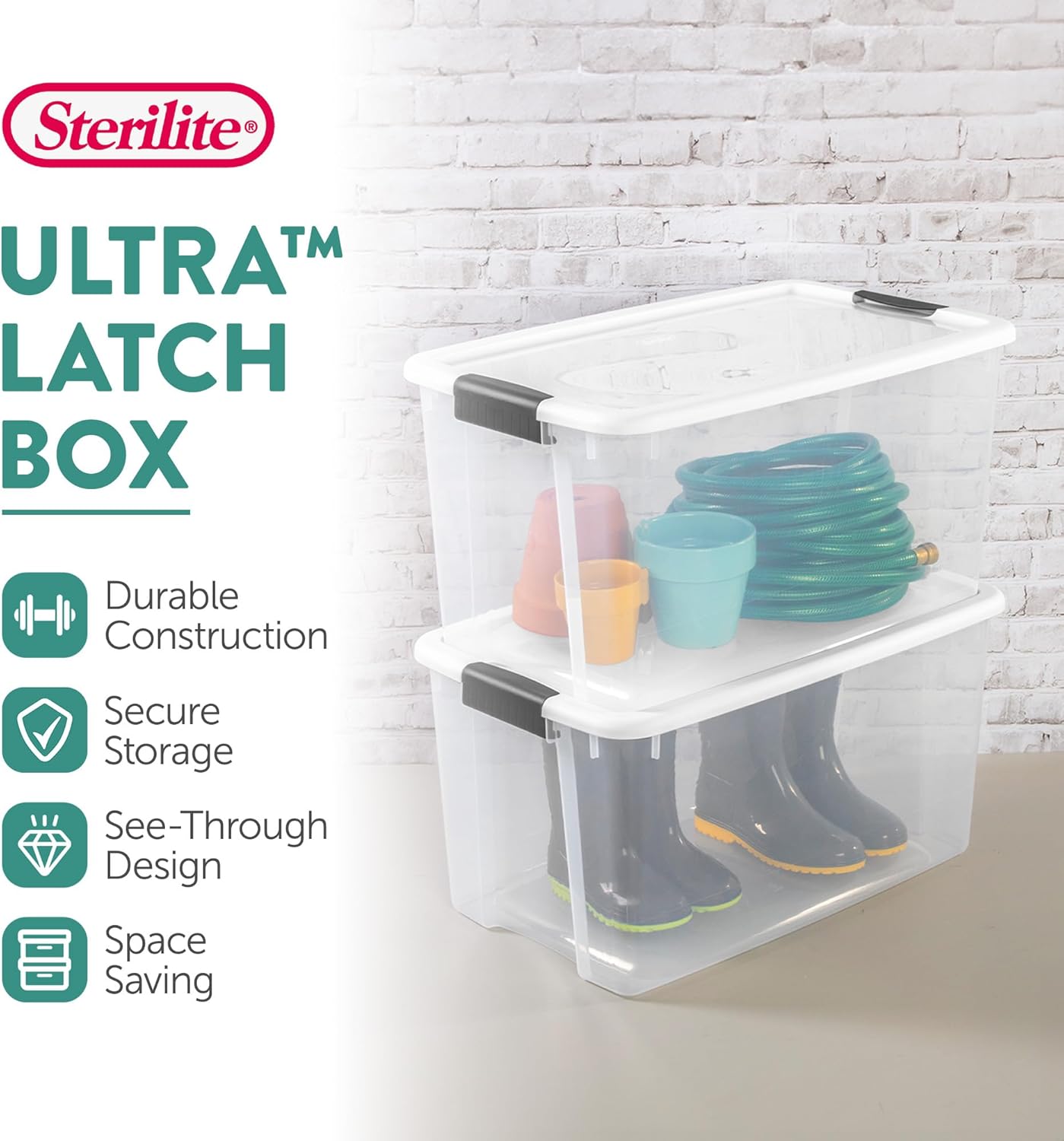 Sterilite 16-Pack Ultra Latching Storage Bins - Heavy-Duty 70 Quart Clear Plastic Organizers