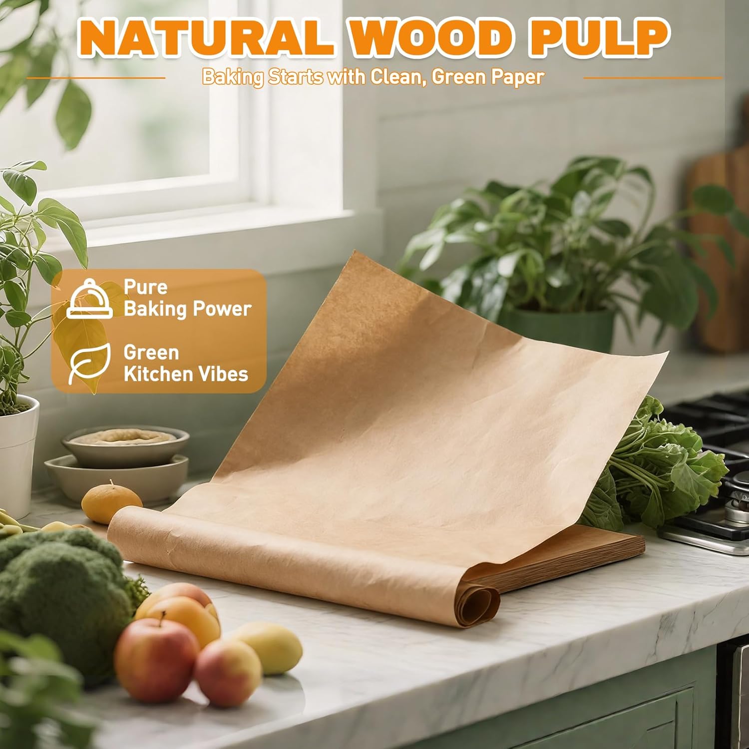 Unbleached Parchment Paper Sheets by 200 PCS - Non-Stick Baking Sheets | Precut 9x13 Inches Brown Paper