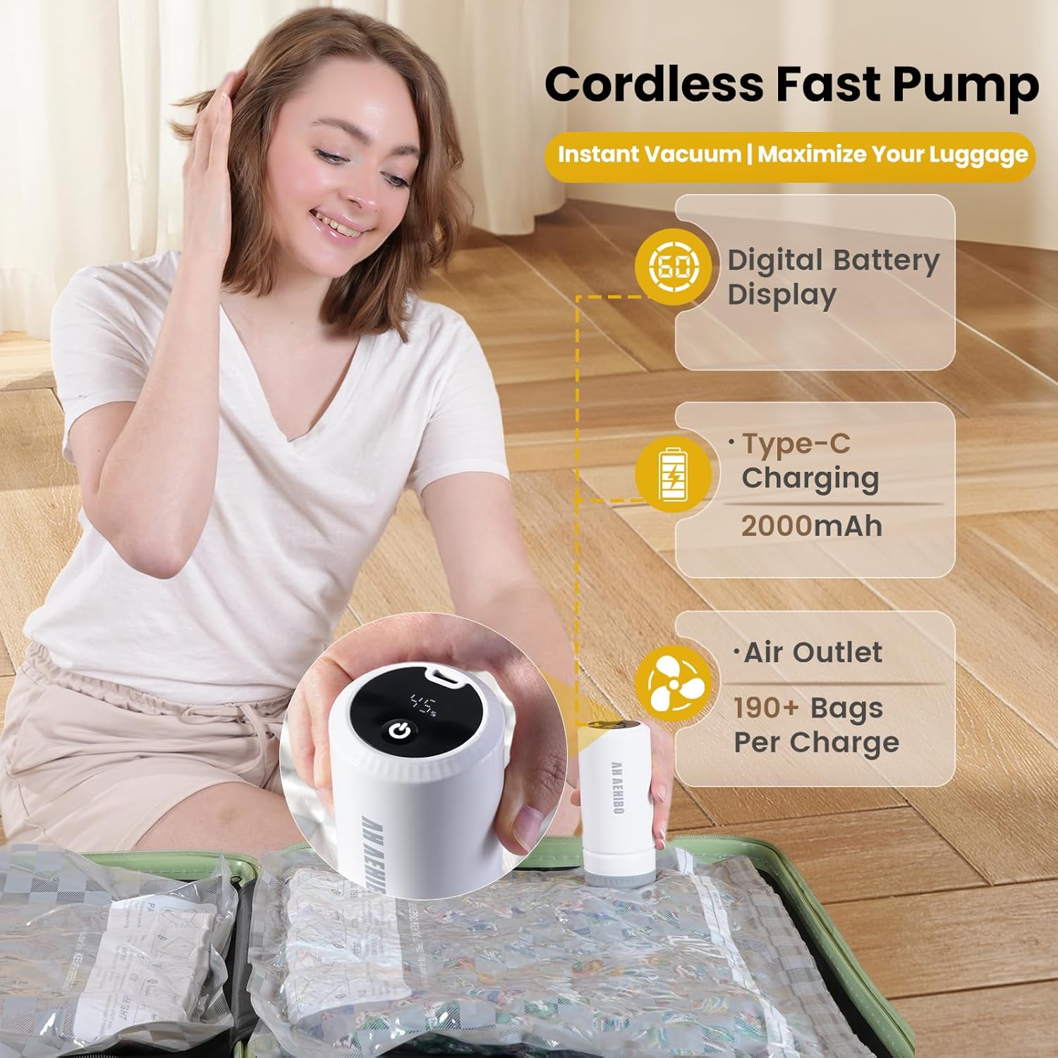 Skiennix Vacuum Bags for Travel - 15 PCS Combo with Rechargeable Pump | Space Saver for Luggage & Clothes