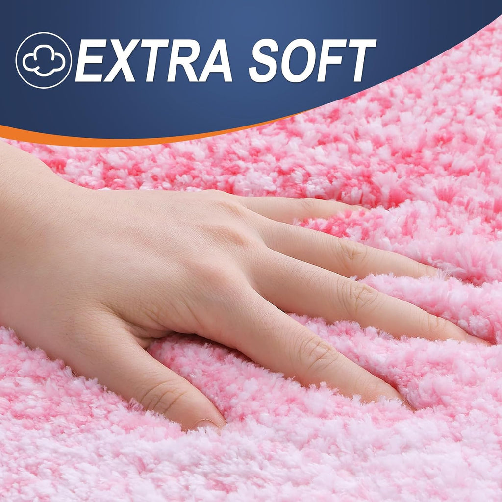 OLANLY Large Bathroom Rugs - Extra Soft Microfiber Mat 54x24 | Quick Dry & Machine Washable, Pink