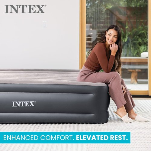 Intex Dura-Beam Plus Deluxe Pillow Bed - Twin Size with Built-in Electric Pump | 300lb Capacity