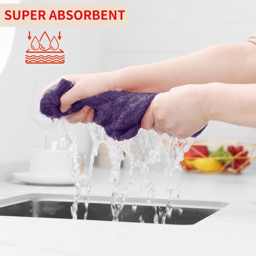 Homaxy 100% Cotton Waffle Weave Dish Cloths - Ultra Soft & Absorbent Kitchen Towels | 12x12 Inches, 6-Pack, Eggplant