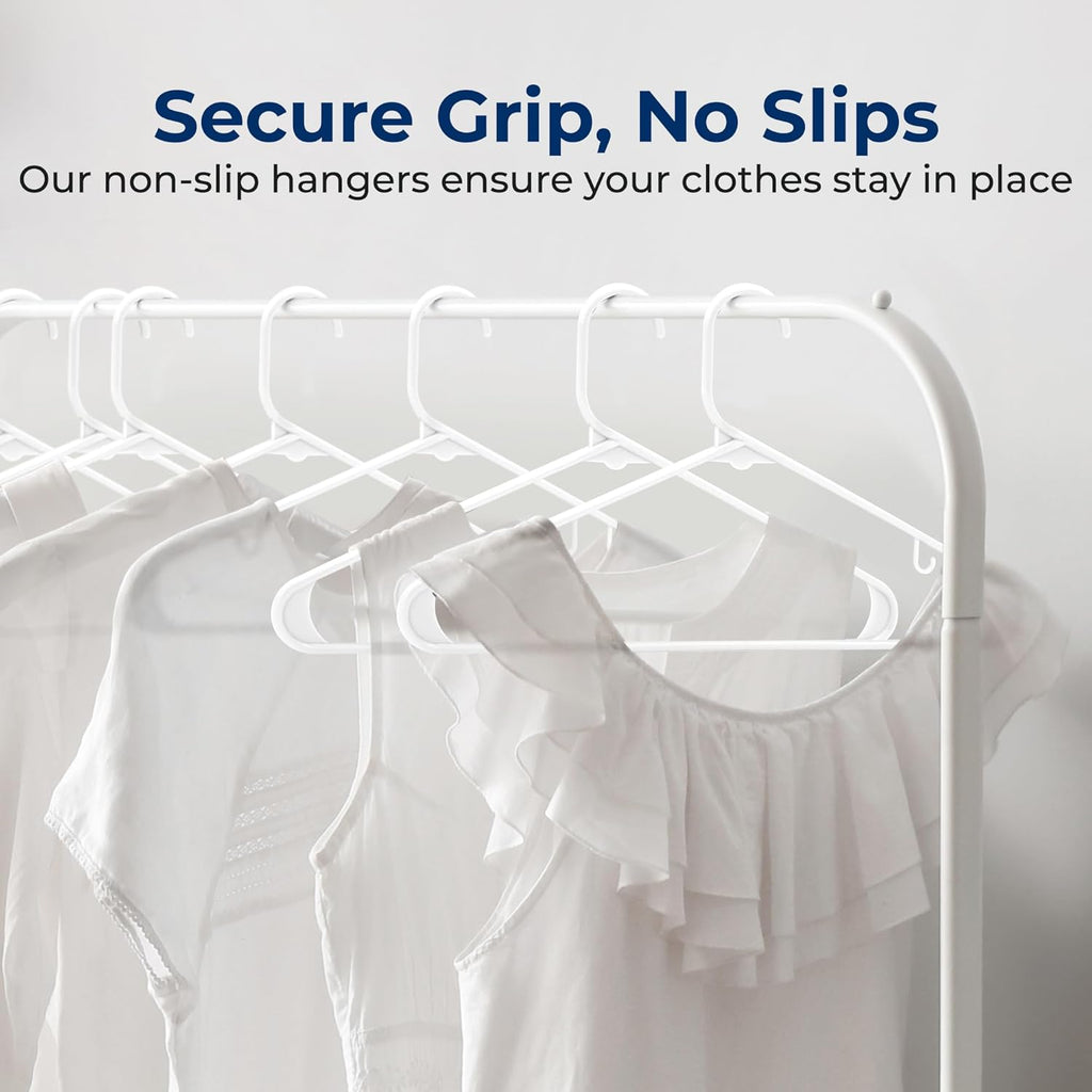 SereneLife Premium Plastic Hangers - Lightweight & Durable Space-Saving Clothes Organizers | 20 Pack (White)