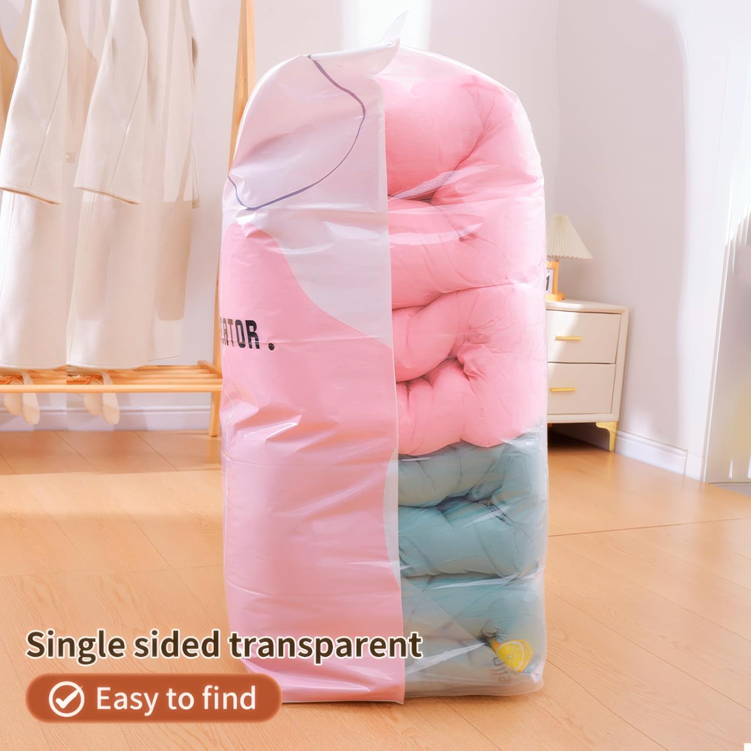 Skiennix Vacuum Storage Bags - 4 Pack Space Saver Bags for Clothing, Travel & Moving | Hand Pump Included