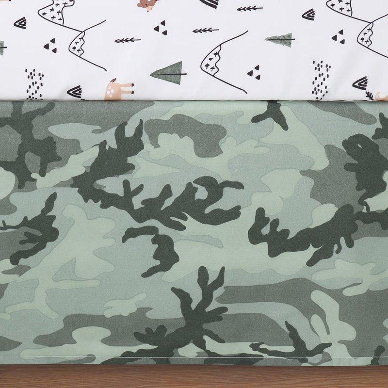 The Peanutshell 3 Piece Baby Crib Bedding Set for Boys - Newborn, Infant & Toddler Nursery Bed Set Decor with Fitted Crib Sheet, Dust Ruffle, Crib Comforter - Woodland Camo