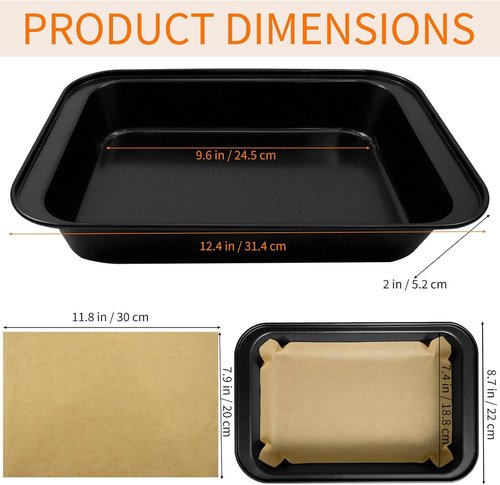 3 Pack Rectangular Cake Pan Set - Non-Stick Carbon Steel Baking Pans | 13 x 9 Inch for Lasagna, Brownies & More