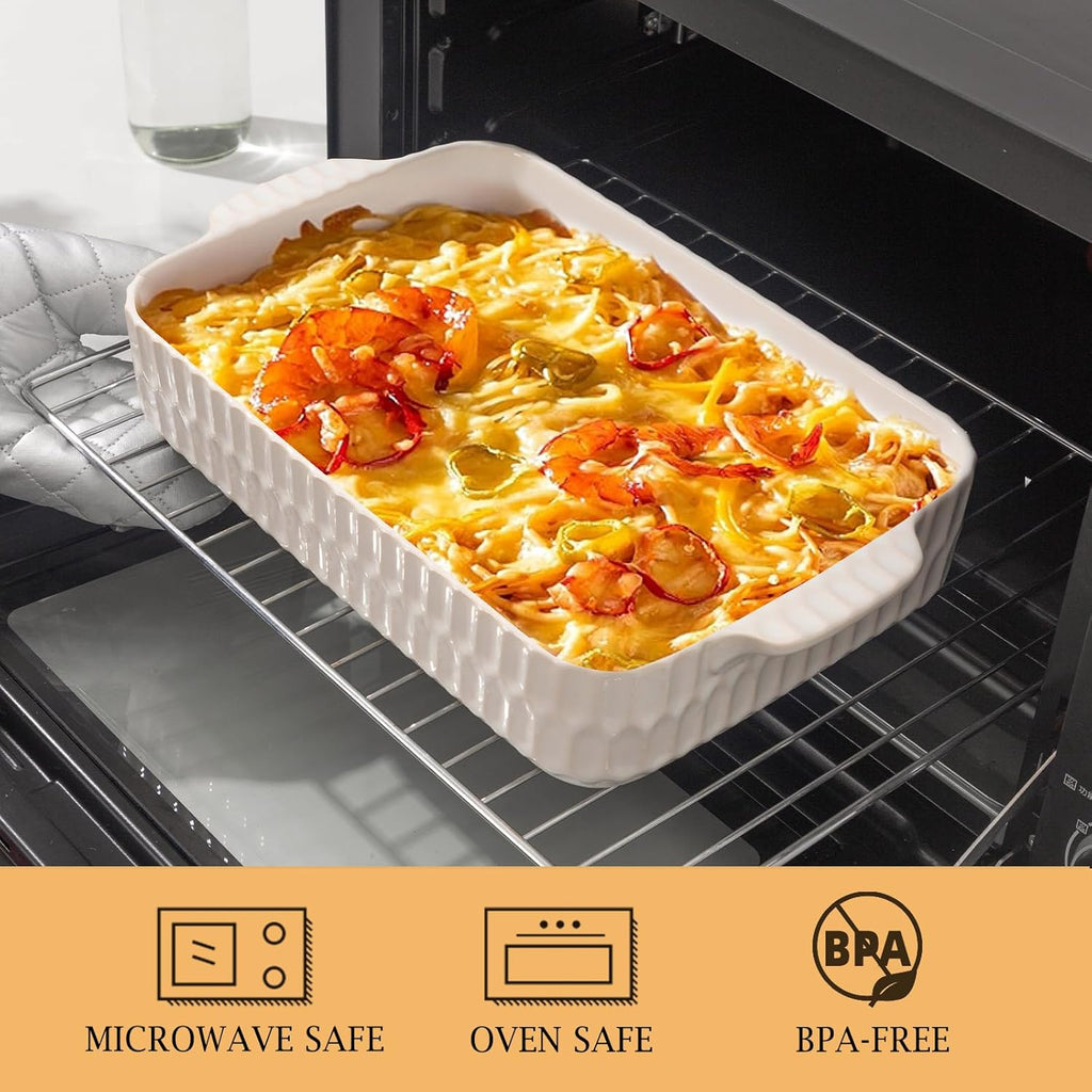 Regine Switzerland 4.7QT Casserole Dish - Large 9x13” Ceramic Baking Pan with Handles for Easy Serving
