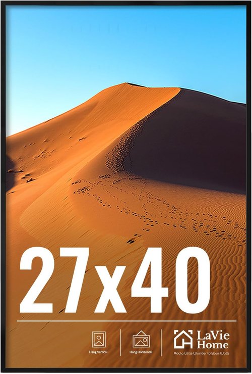 LaVie Home 27x40 Black Picture Frame - HD Plexiglass Wall Display for Vertical or Horizontal Use