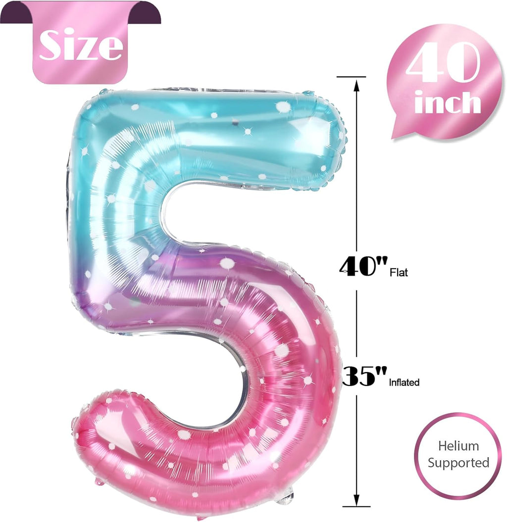 Starry Sky | 40-Inch Number 5 Balloon - Perfect for 5th Birthday Party Decorations