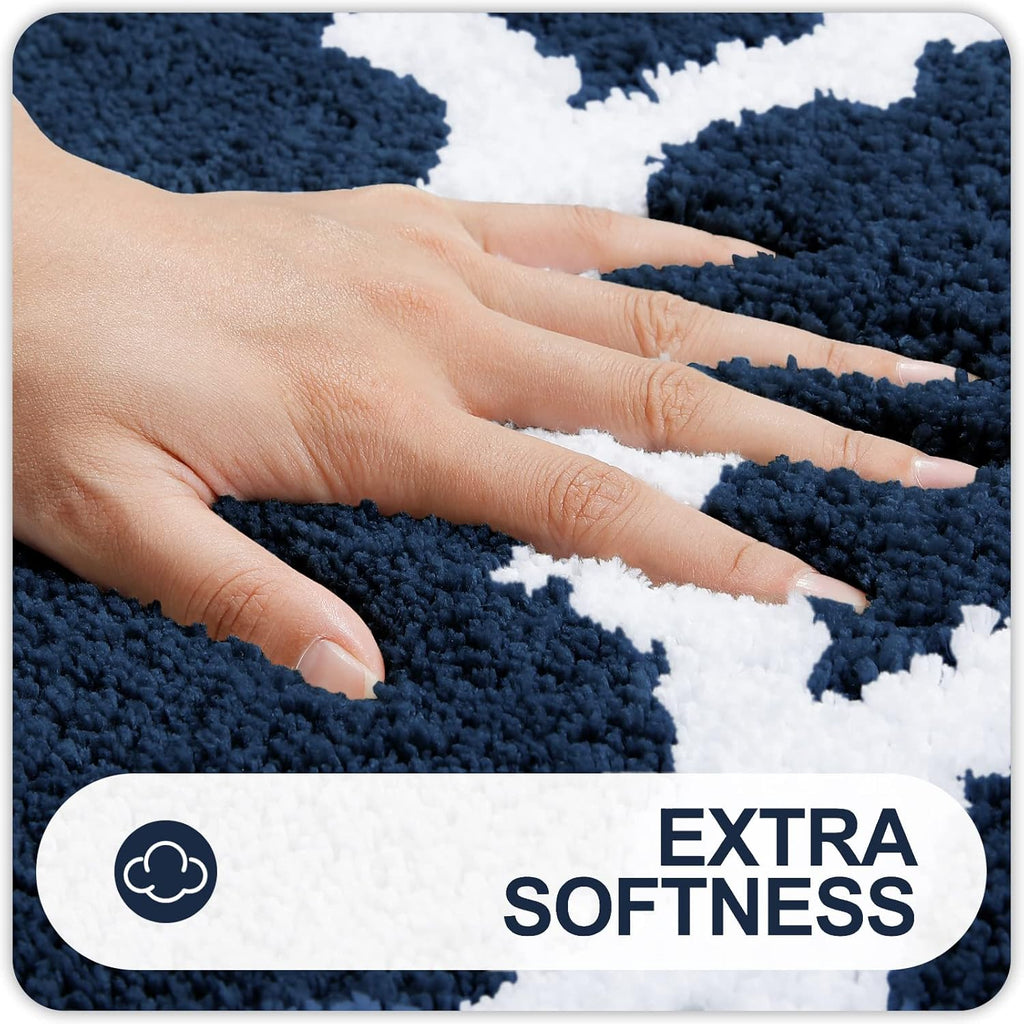 OLANLY Bathroom Rugs - Soft, Absorbent Microfiber Non-Slip Mats | 30x20 Navy Shaggy Shower Carpet