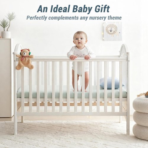 Bailix Heavyweight Muslin Baby Crib Sheets - 2-Pack Neutral Fitted 100% Organic Cotton | Breathable Softness (Blue & Light Green)