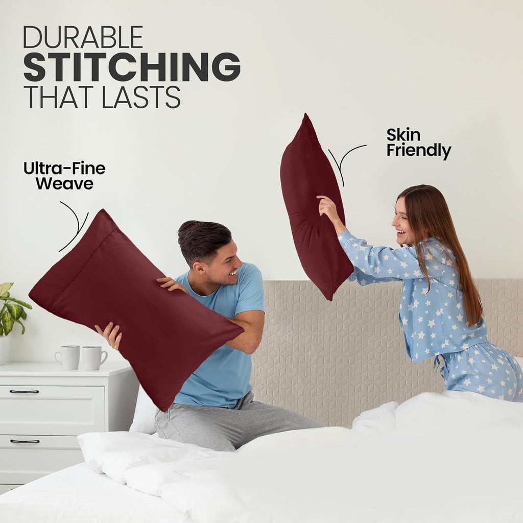 Utopia Bedding Queen Pillow Cases - Soft Brushed Microfiber - 2 Pack, Fade Resistant | 20 X 30 Inches, Burgundy