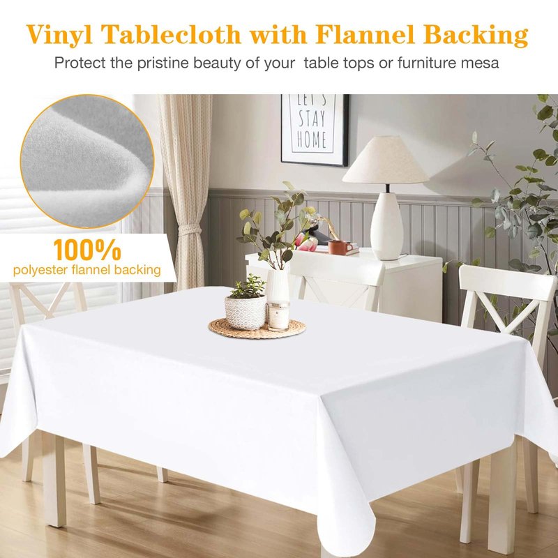 RINOZO Table Pad Protector with Flannel Backing Cut to Fit Waterproof Heat Resistant Heavy-Duty Reusable Table Cloth 54" x 72" Rectangle Vinyl Table Padding Under Tablecloth