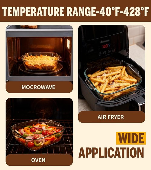 Glass Bakeware Dish Set by [Brand Name] - 6"x6" Square Baking Pan for Casserole, Lasagna & Brownies