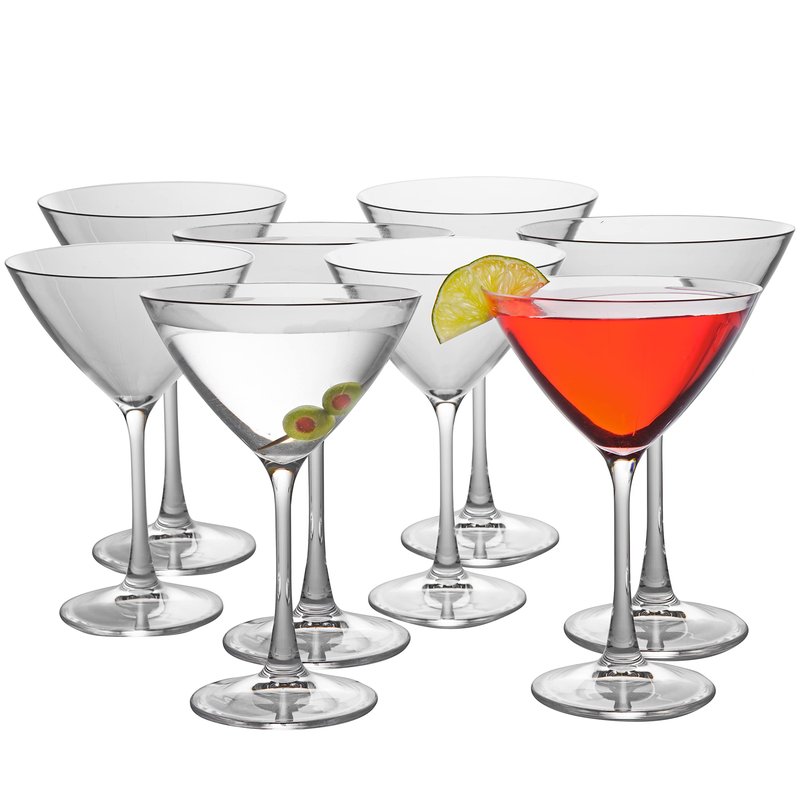 D'Eco Unbreakable Tritan Martini Glasses, 9 oz (Set of 8) - Crystal-Clear, BPA-Free Glasses for Espressos & Dirty Martinis - Cocktail Glasses for Entertaining & Parties - Wedding & Housewarming Gift