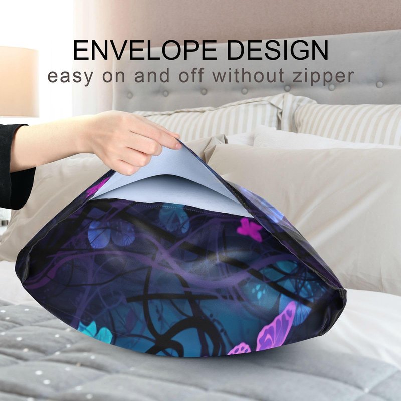 YETTASBIN Purple Blue Butterfly Satin Pillowcase, Soft Breathable Silk Pillow Case with Envelope Closure for Hair and Skin, Standard Size 26 x 20 Inch