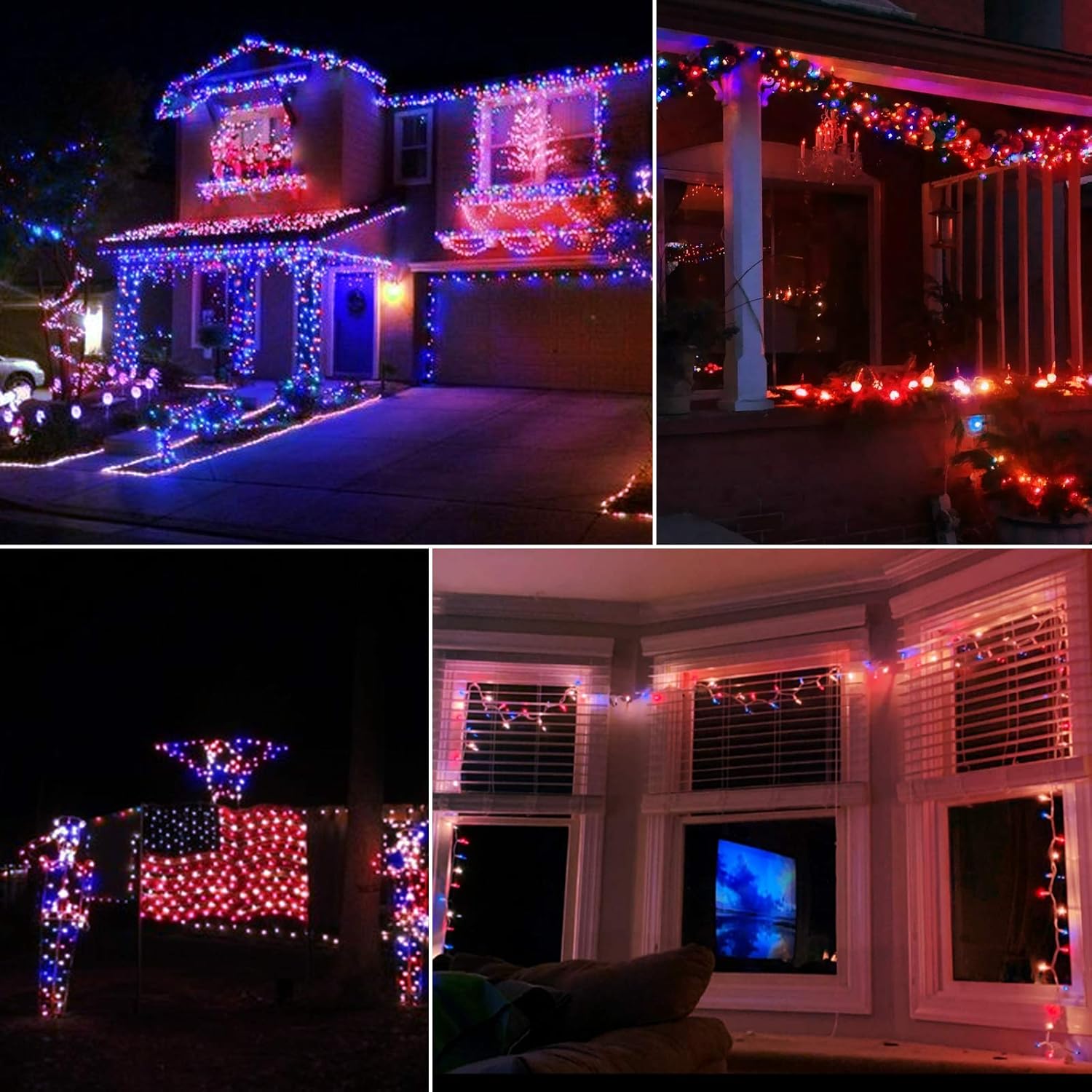 Patriotic Mini String Lights by 4th of July - 200 Count, 50 Feet Waterproof Red, White & Blue