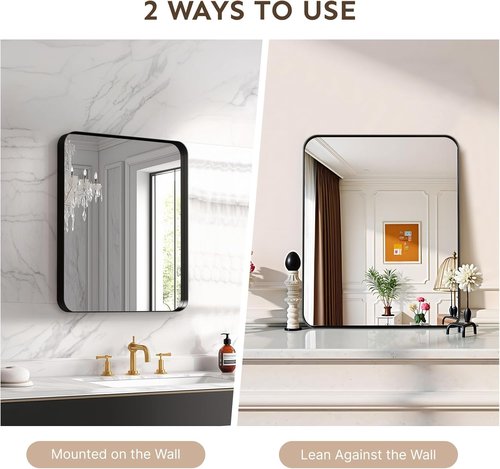 Kosmonia Bathroom Vanity Mirror - 20x16" Aluminum Framed, Farmhouse Style, Anti-Rust & Shatter-Proof, Black