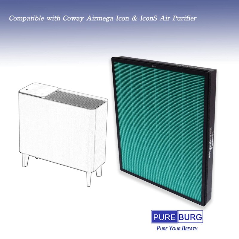 PUREBURG Replacement Filter Compatible with Coway Airmega Icon & IconS Air Purifier,2-Pack H13 Activated Carbon MAX2 Air Clean VOCS Odor