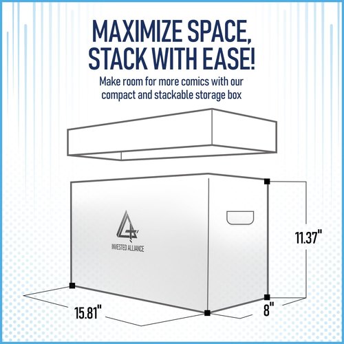 Bundle Set - Premium Short Comic Book Storage Box (3 Pack - White). Thick Cardboard Comic Book Box/Cabinet. Comics Books Bin for 150-175 Collectibles & White Comics Books Dividers (25 Pack)