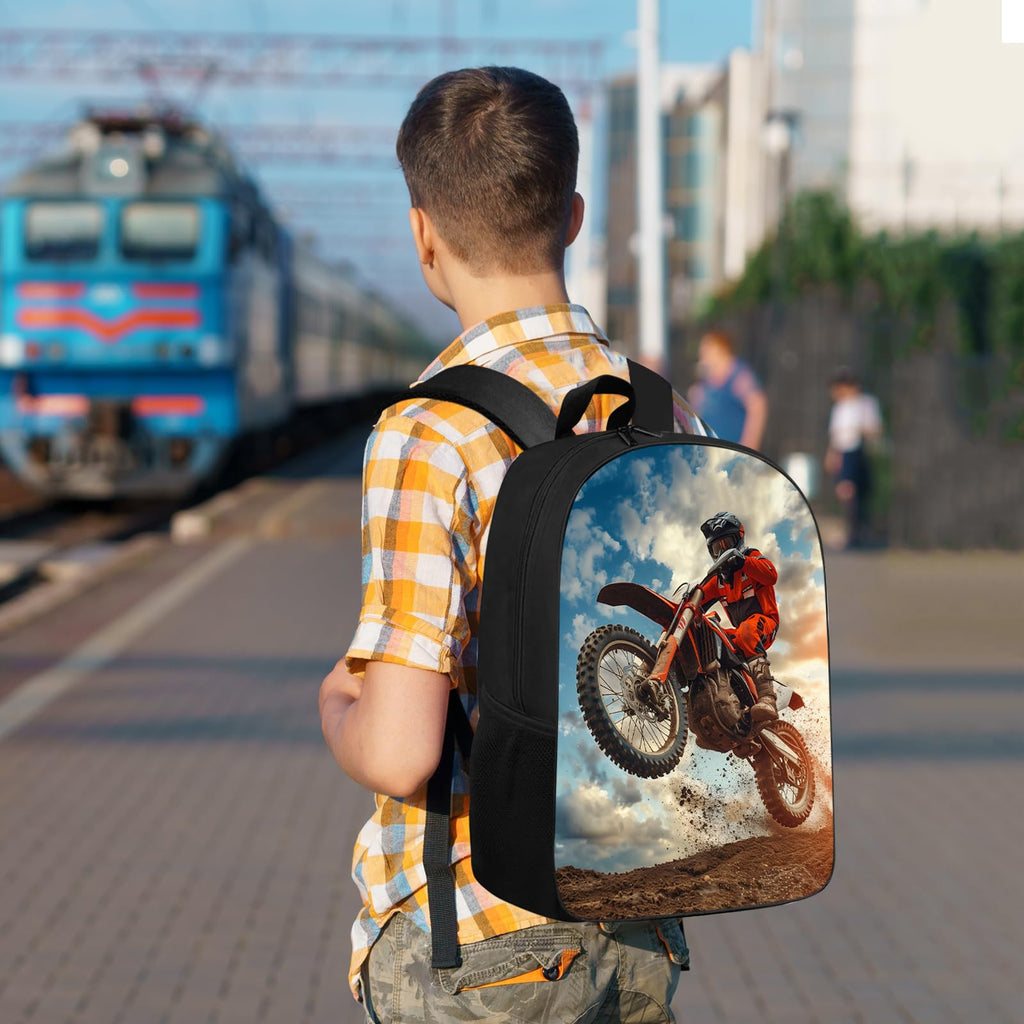 UIACOM Unisex Motorcycle Backpack Motocross Sport Vehicle School Bag Motorcycle Rider Driving on The Mountains Shoulders Backpack Travel Daypacks for Women Men Teens Kids, 17 Inch