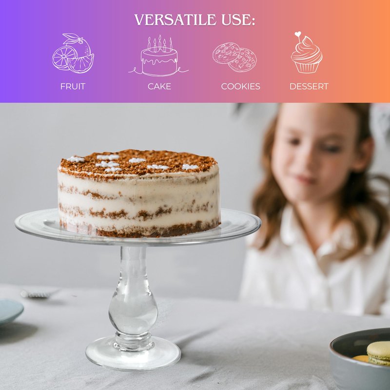 ARTLAND Simplicity Dessert Stand, 9.4-inches - Hand Blown Clear Glass, Ideal for Cakes, Cupcakes, Pastries, and More - Ideal for Everyday Entertainment & Special Occasions