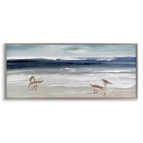 Stupell Industries Sandpipers Grazing Sea Shore Framed Wall Art, Design by Sally Swatland
