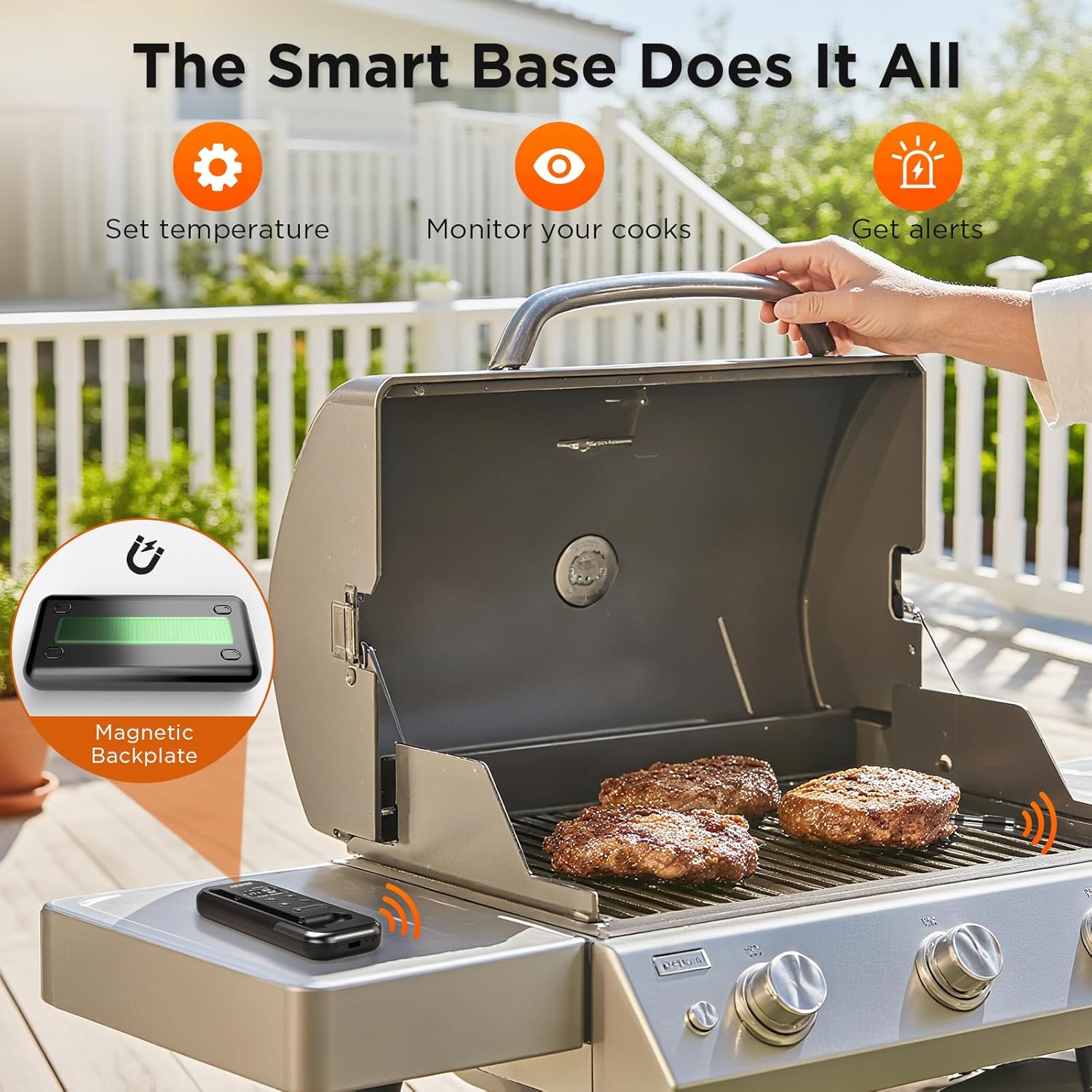 Newise Bluetooth Meat Thermometer - 800FT Wireless Range, Smart App & Rechargeable Probe | Ideal for BBQ & Grilling