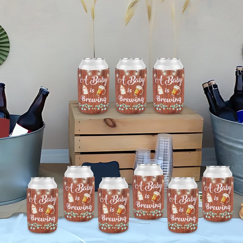 Serencatcher A Baby is Brewing Baby Shower Party Decoration, 24pcs A Baby is Brewing Can Cooler Beer Mug Baby Bottle Can Sleeve for A Baby is Brewing Beer Diaper Baby Shower Party Supplies