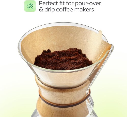 Cuisinart Unbleached Paper Coffee Filters - 100 Count #4 for 8-12 Cup Makers | Ideal for Pour Over & Drip Coffee