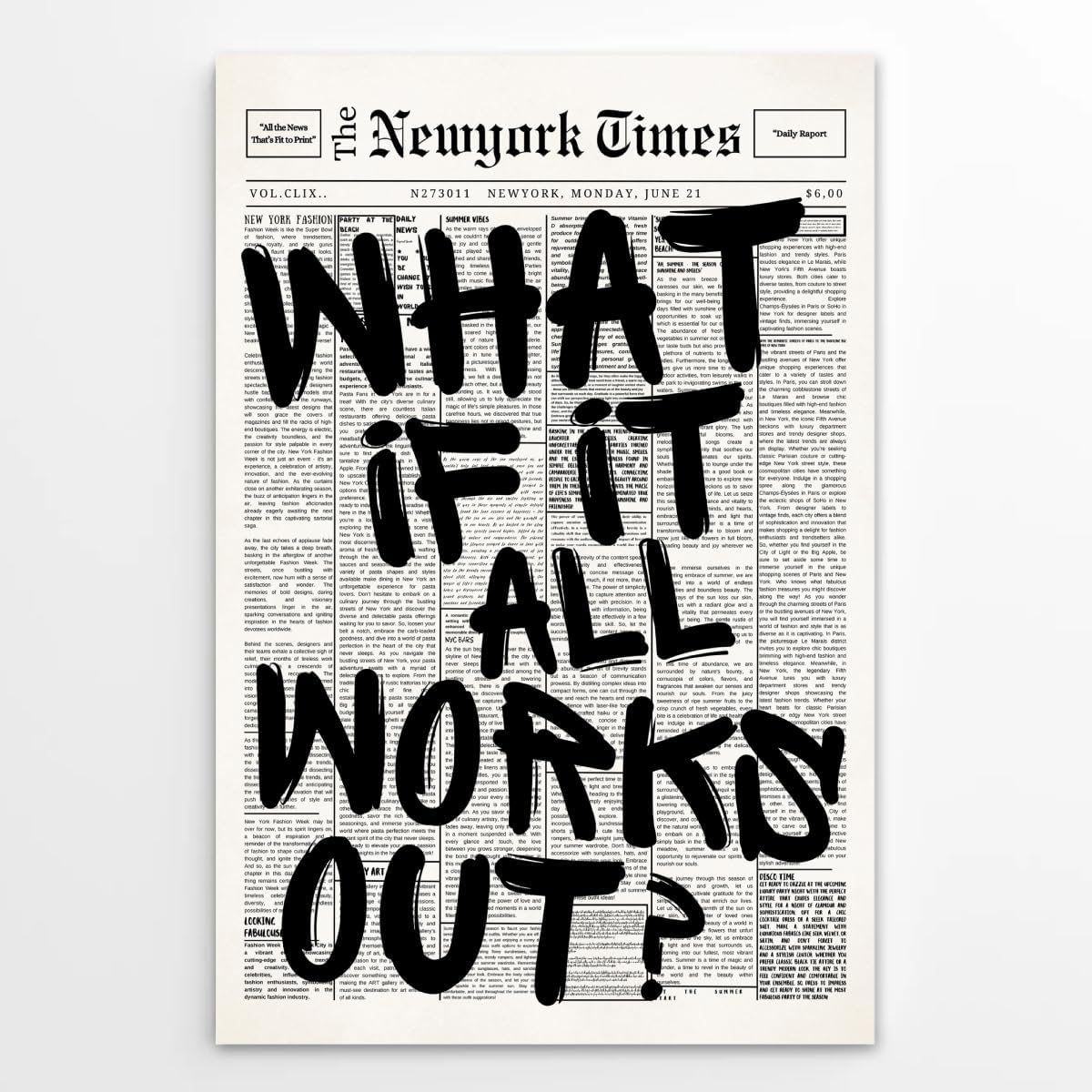Trendy What If It All Works Out Poster - Black & White Inspirational Wall Art | Motivational Quote Print 16x24
