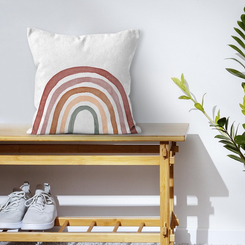 HIWX Boho Rainbow Pillow Cover - Classroom Decorative Pillowcase Throw Pillow - 18 x 18 Inch