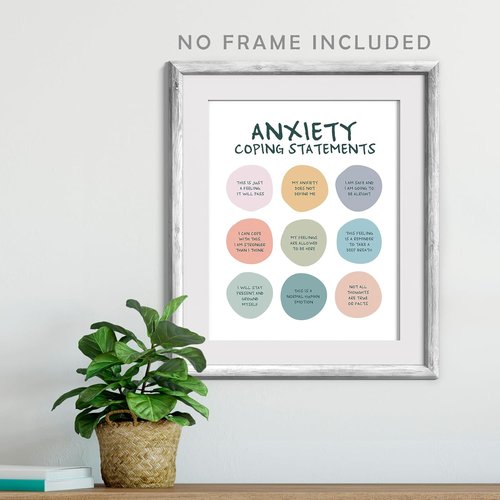 Anxiety Coping Statements Poster - Positive Mental Health Wall Art for Office & School | 8x10 Inch Unframed