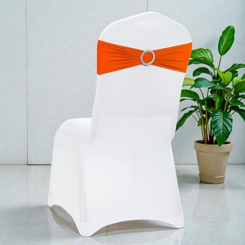 MDS Spandex Chair Sashes - Premium Stretch Covers with Buckle Slider for Weddings & Events | Pack of 50 - Orange