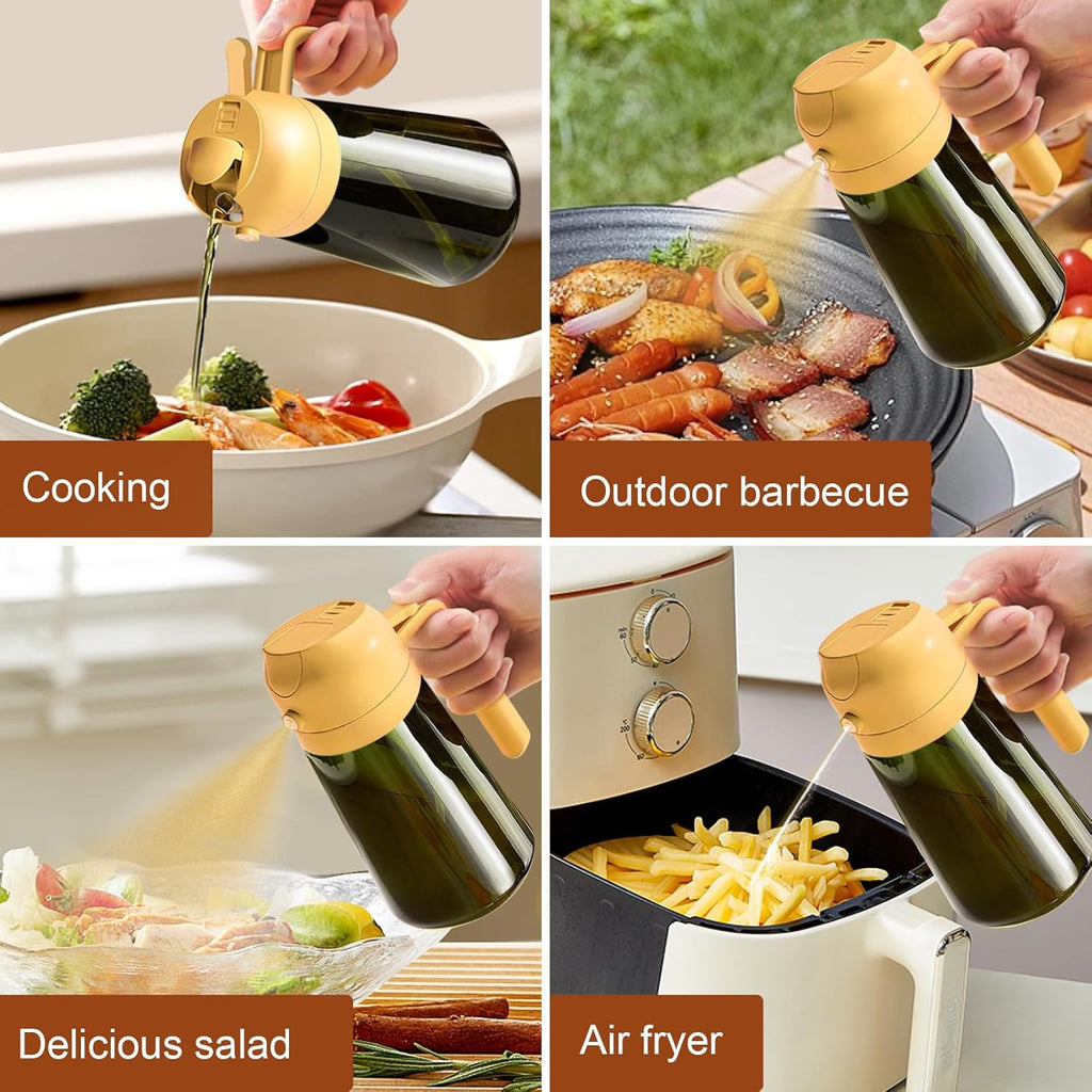 YARRAMATE Light-Blocking Dark Oil Sprayer - 16oz Olive Oil Dispenser Bottle, Premium Green Glass for Kitchen
