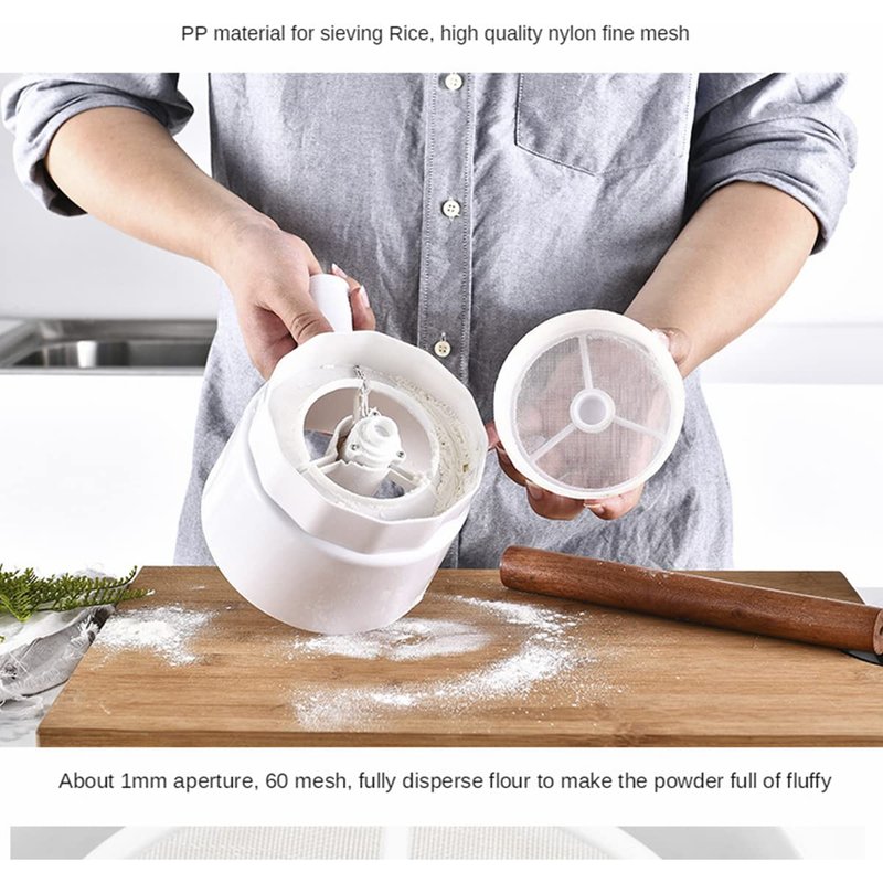 Electric Flour Shifter, 1L Automatic Flour Strainer, Handheld&Portable, Battery Operated Fine Stainless Steel Cooking Baking Tool for Pastry Baking Kitchen Utensil DIY