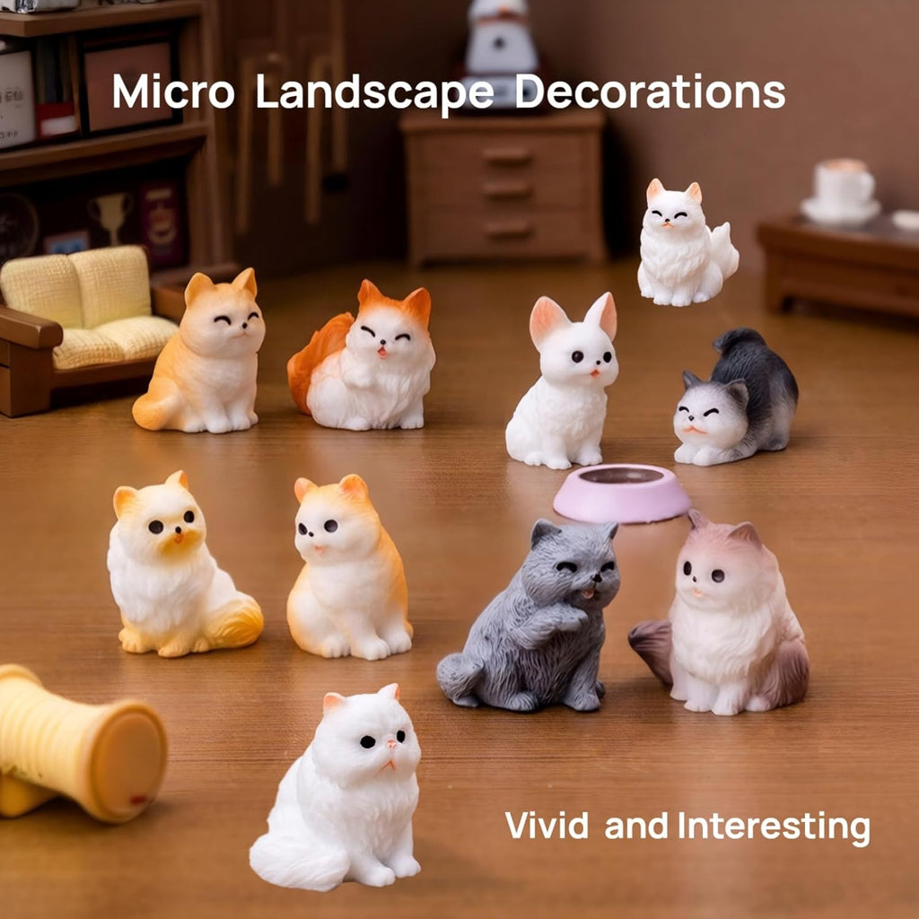 Skiennix 24 Pcs Mini Cat & Dog Figurines Set - Cute Realistic Resin Models for Home Decor & Parties
