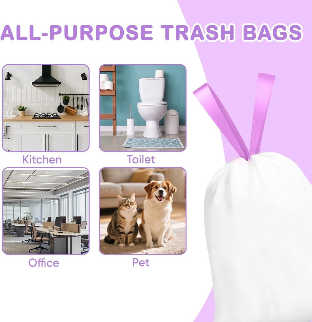 Skiennix Lavender Scented Trash Bags - 4 Gallon Odor Resistant Drawstring | 100 Count