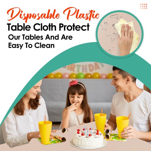 Kongdaoth Beige 12 Pack Plastic Tablecloths 54"x 108" Disposable Rectangle Table Cloth Plastic Table Cover for Party Disposable Tablecloths