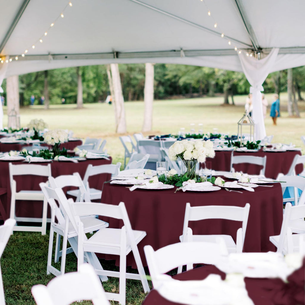 12 Pack Burgundy Round Tablecloth 90 Inch Circle Polyester Tablecloths,Washable Fabric Stain and Wrinkle Resistant Table Cover Round Table Clothes for Wedding Parties Banquet Christmas Dining